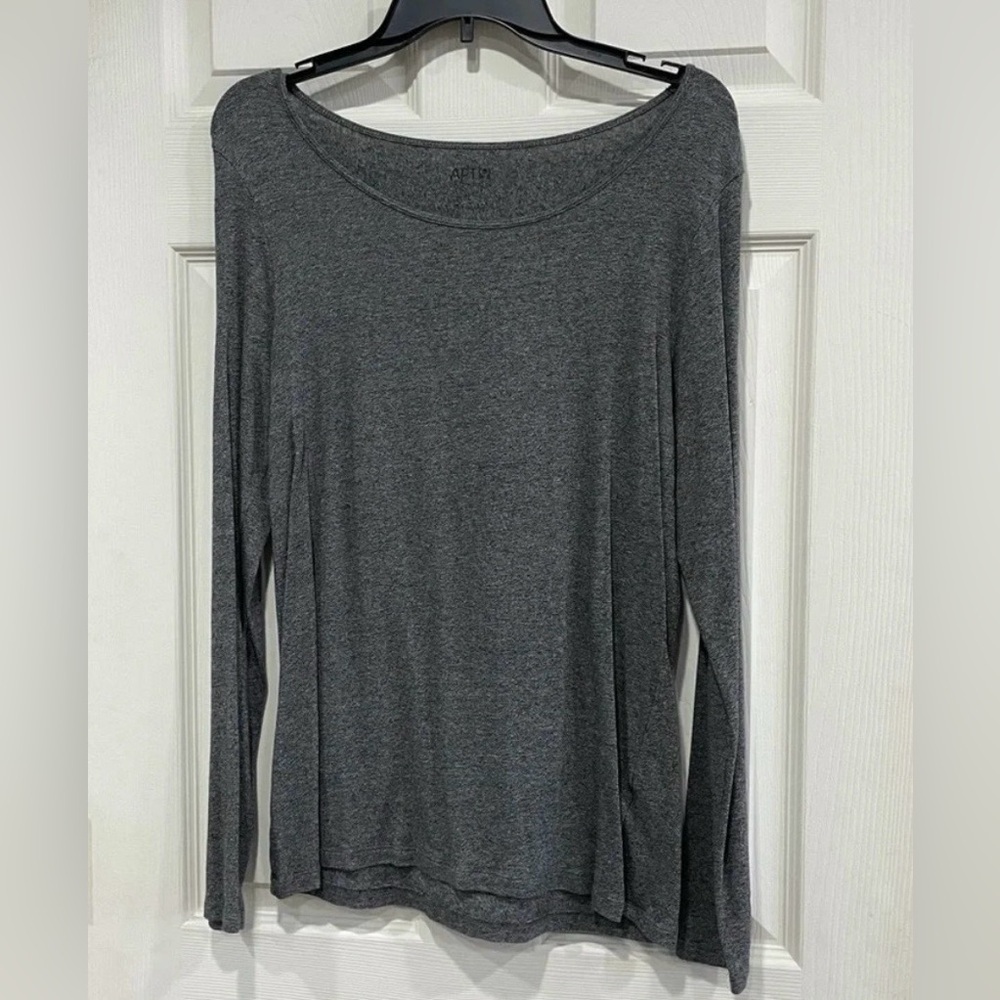 Apt 9 Essentials Long Sleeve T-shirt Size Large Heathered Grey